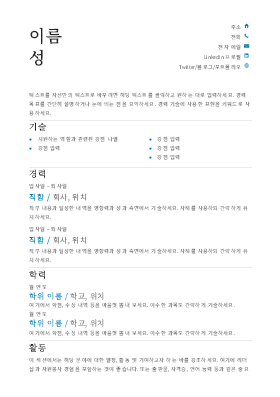 균형 잡힌 이력서(모던 디자인)